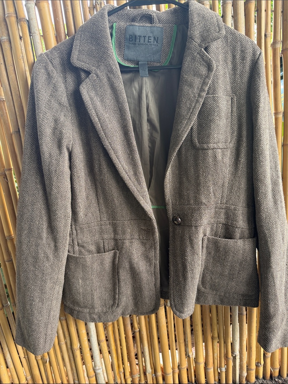 Bitten by Sarah Jessica Parker Brown Herringbone Blazer Jacket